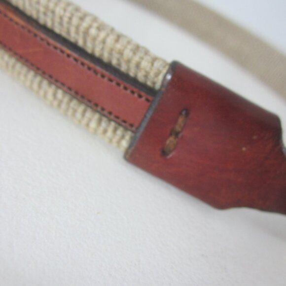 Etienne Aigner Belt 30 Beige Woven Brown Leather Trim Belt 28\